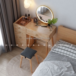 Bàn trang điểm gỗ sồi phủ sơn thanh lịch, đa năng
