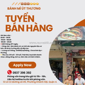 Bánh mì út thương tuyển nhân viên nam nữ làm bán thời gian, xoay ca tại q4+ q1