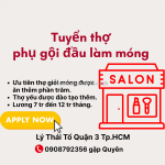 Cần 2 thơ phụ biết gôi đầu làm móng