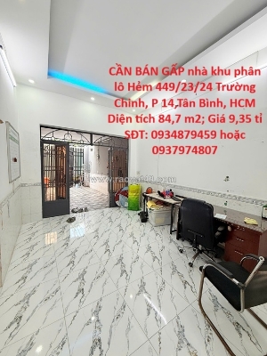 Cần bán gấp nhà khu phân lô phường 14, tân bình, hồ chí minh