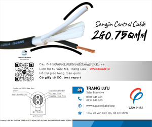 Cáp điều khiển 2x0.75 sangjin sài gòn, bình dương, đồng nai