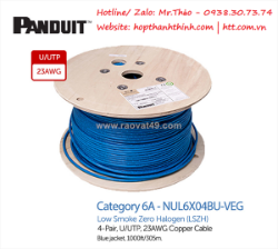 Cáp mạng cat6a u/utp lszh panduit nul6x04bu-veg – chuẩn cao cấp cho dự án