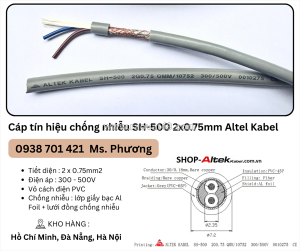 Cáp tín hiệu chống nhiễu sh-500 2x0.75mm altel kabel đà nẵng, hà nội, hồ chí minh