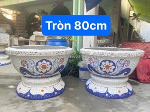 Chậu đắp tay cẩn miểng chén dĩa, thủ công mỹ nghệ thủ đức - tphcm
