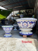 Chậu hoa cẩn sành sứ , chậu long phụng , chậu rồng