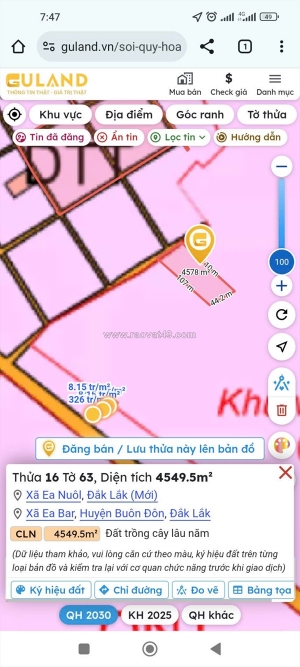 Chính chủ bán 4600m2, đất mặt tiền tại thôn 6, xã ea bar, huyện buôn đôn, tỉnh