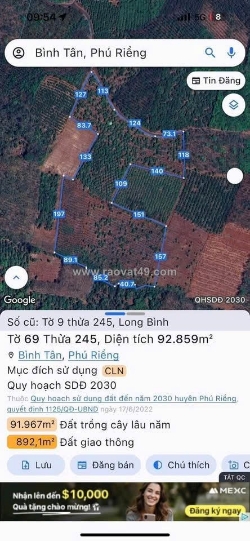 Chính chủ cần bán đất mặt tiền đt741 xã đồng tâm – đồng phú -  bình phước