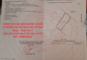 Chính chủ cần bán nhanh  lô đất vị trí đắc địa  xã thành hải, tp phan rang -