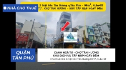 Cho thuê nhà 2 mặt tiền tân hương 90m², 4lầu+st - cạnh ngã tư, chợ
