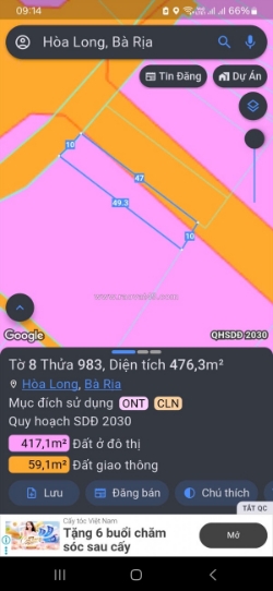 Chủ bán 475mv 60 thổ cư khu dân cư qh 2mt nhựa