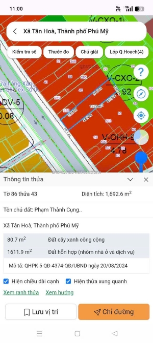 Chủ cần bán lô đất mt ql 51. cách ngã tư hội bài 60m.