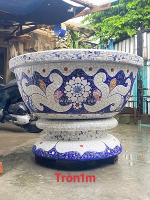 Cơ sở chậu hoa dán sành sứ, cẩn miễng thế sơn