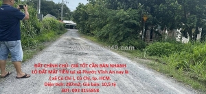 Đất chính chủ- giá tốt cần bán nhanh lô đất mặt tiền tại huyện củ chi, tphcm