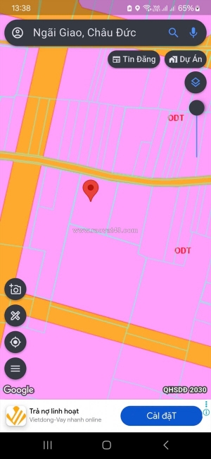 Đất ở đường số 1 lạc long quân,1992mv  co 300 thổ cư, ngãi giao