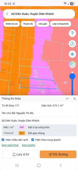 Đất thổ cư - vị trí đẹp - chính chủ cần bán tại xã diên xuân, diên khánh, khánh