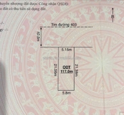 F0 mặt đường 403 – 117m² ngang 5,15m, nở hậu 5,8m – điểm kinh doanh đẹp – zalo