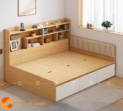 Giường ngủ gỗ công nghiệp có kệ đầu giường và hộc kéo
