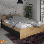 Giường ngủ gỗ công nghiệp phủ melamine có hộc kéo hiện đại