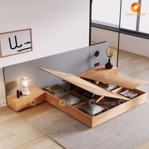 Giường ngủ gỗ công nghiệp thiết kế sát đất chịu lực tốt