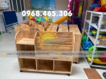 Kệ cặp mầm non, tủ balo mầm non bằng gỗ