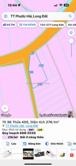 Lô góc 2 mặt tiền tại thị trấn phước hải . đường nhựa khu dân cư 👉👉👉 tổng dt