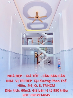 Nhà đẹp – giá tốt  - cần bán căn nhà  vị trí đẹp  tại đường phạm thế hiển,