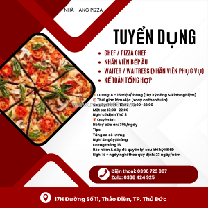 Nhà hàng pizza – thảo điền, thủ đức (q2 cũ) tuyển dụng