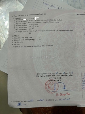 Nhà vị trí đẹp - giá tốt cần bán căn nhà tại phường tân giang, tp. hà tĩnh,