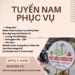 Quán chè mâm khánh vy tuyển nam phục vụ