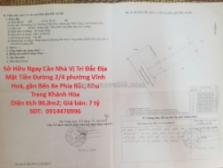 Sở hữu ngay căn nhà vị trí đắc địa mặt tiền đường 2/4 phường vĩnh hoà, gần bến