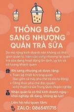 Thông báo sang nhượng quán trà sữa