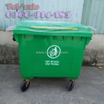 Thùng rác công cộng 660l, xe gom rác đẩy tay môi trường chất lượng