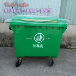 Thùng rác công cộng 660l, xe gom rác đẩy tay môi trường chất lượng