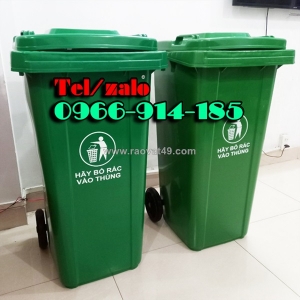 Thùng rác tiêu chuẩn 240 lít nhựa hdpe 2 bánh xe dùng công cộng