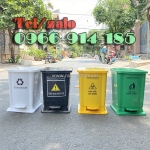 Thùng rác y tế 15l đạp chân kèm logo phân loại