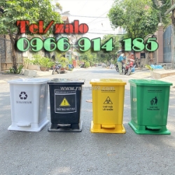 Thùng rác y tế 15l đạp chân kèm logo phân loại