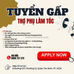 Tiệm tóc chị đào cần tuyển thợ phụ làm tóc