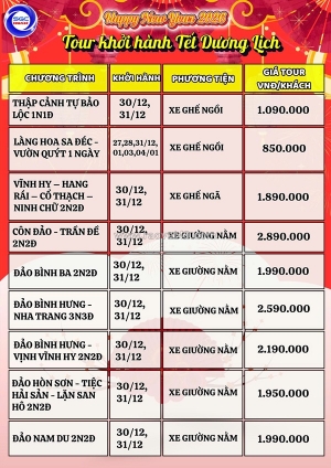 Tour du lịch khởi hành vào tết dương lịch - sgc tourist