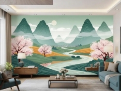 Tranh dán tường phong cảnh cho phòng khách thoáng rộng