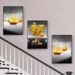 Tranh treo cầu thang trừu tượng hiện đại cho nhà phố