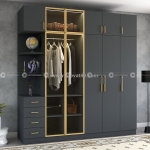 Tủ áo cánh kính gỗ công nghiệp mdf màu xám – tak029