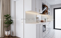 Tủ bếp gỗ công nghiệp chữ i màu trắng cao cấp