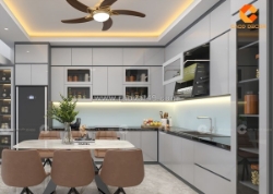 Tủ bếp gỗ công nghiệp chữ l hiện đại cho mọi không gian