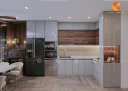 Tủ bếp gỗ công nghiệp mdf phủ melamine chữ l cao cấp