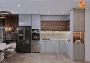 Tủ bếp gỗ công nghiệp mdf phủ melamine chữ l cao cấp