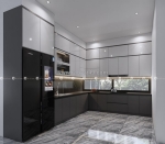 Tủ bếp gỗ công nghiệp mdf thiết kế chữ l tối ưu lưu trữ