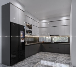 Tủ bếp gỗ công nghiệp mdf thiết kế chữ l tối ưu lưu trữ