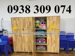 Tủ đựng chăn mền gối mầm non, tủ gỗ đựng mền gối mầm non