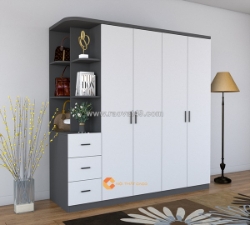 Tủ quần áo gỗ công nghiệp mdf 4 cánh có kệ trang trí