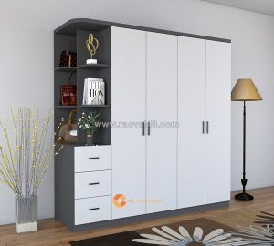 Tủ quần áo gỗ công nghiệp mdf 4 cánh có kệ trang trí
